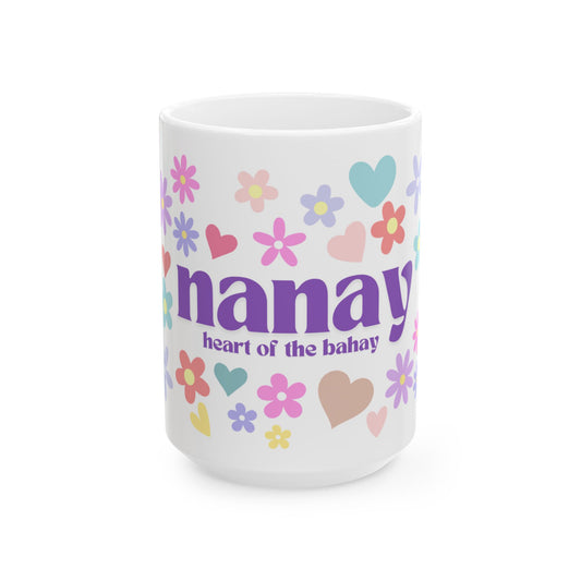 Heart of the Bahay Ceramic Mug - Nanay Floral Design (11oz, 15oz)